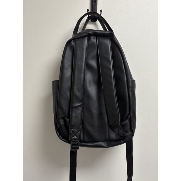Vegan Leather Backpack Black Classic Sleek - Picture 2 of 4